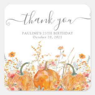 Sticker Carré 25e anniversaire Citrouille Fleur sauvage Personna