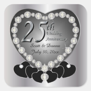 Sticker Carré 25e anniversaire du Mariage d'argent