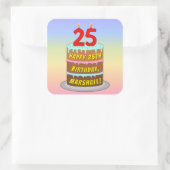 Sticker Carré 25e anniversaire : Fun Cake and Candles + Nom pers (Sac)
