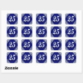 Sticker Carré 25e anniversaire ou anniversaire Regal Silver Blue (Feuille)