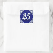 Sticker Carré 25e anniversaire ou anniversaire Regal Silver Blue (Sac)