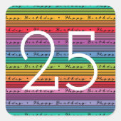 Sticker Carré 25e anniversaire Rainbow Stripes (Devant)