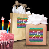 Sticker Carré 25e anniversaire Rainbow Stripes