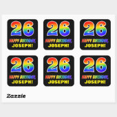 Sticker Carré 26e anniversaire : Bold, amusant, simple, arc-en-c (Feuille)