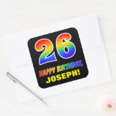 Sticker Carré 26e anniversaire : Bold, amusant, simple, arc-en-c (Enveloppe)