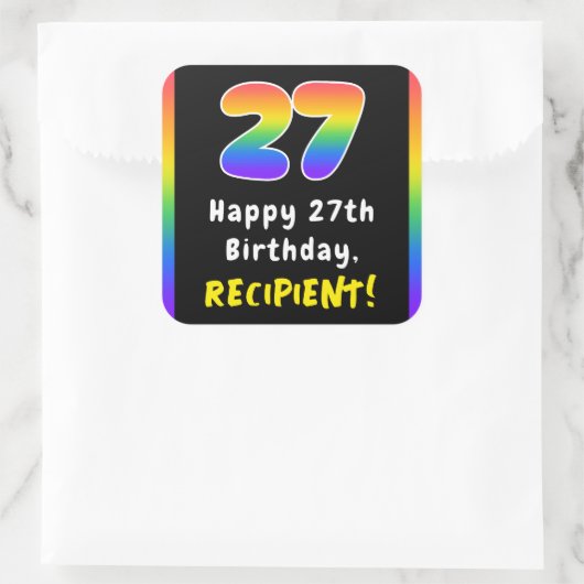 Sticker Carré 27e anniversaire : Rainbow Spectrum # 27, Nom pers (Sac)