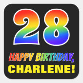 Sticker Carré 28e anniversaire : Bold, amusant, simple, arc-en-c (Devant)