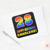 Sticker Carré 28e anniversaire : Bold, amusant, simple, arc-en-c (Enveloppe)