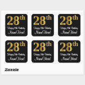 Sticker Carré 28e anniversaire - Elégant luxe Faux Gold Look # (Feuille)