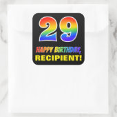 Sticker Carré 29e anniversaire : Bold, amusant, simple, arc-en-c (Sac)