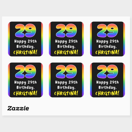 Sticker Carré 29e anniversaire : Rainbow Spectrum # 29, Nom pers (Feuille)