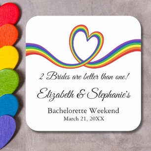 Sticker Carré 2 Mariées Meilleures Qu'Une Bachelorette Lesbienne