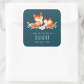 Sticker Carré 2 mignons Petits Renards Rouges Aquarelle Design C (Sac)