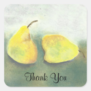 Sticker Carré 2 Poires Jaunes Vertes Encore Vie Art Merci