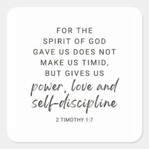 Sticker Carré 2 Timothée 1:7 Car l'Esprit que Dieu nous a donné