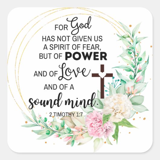 Sticker Carré 2 Timothée 1:7 Dieu n'a pas donné un esprit de peu (Devant)