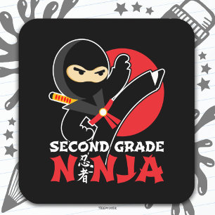 Sticker Carré 2e année Ninja Kick Premier jour Retour à l'école