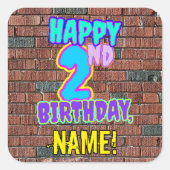 Sticker Carré 2e anniversaire - Amusant, Graffiti urbain inspiré (Devant)