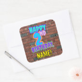 Sticker Carré 2e anniversaire - Amusant, Graffiti urbain inspiré (Enveloppe)