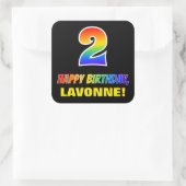 Sticker Carré 2e anniversaire : Bold, amusant, simple, arc-en-ci (Sac)