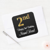 Sticker Carré 2e anniversaire - Elégant luxe Faux Gold Look # (Enveloppe)