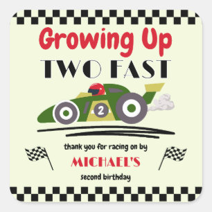 Sticker Carré 2e anniversaire Grossissant deux voitures Fast Gre