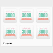 Sticker Carré 3000 abonnés Merci-reconnaissance des médias socia (Feuille)