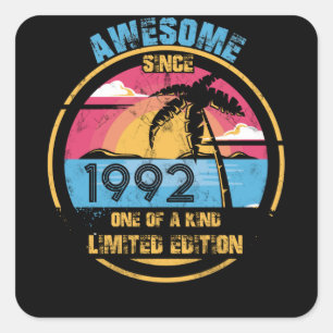 Sticker Carré 30 ans Awesome depuis 1992 30e anniversaire