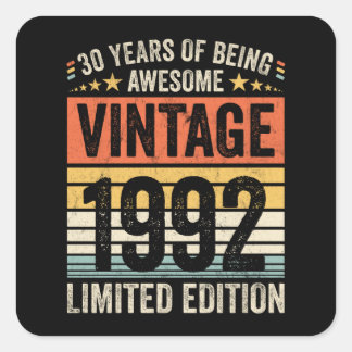 Sticker Carré 30 Ans D'Être Vintage 1992