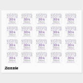 Sticker Carré 30 & Fabuleux Anniversaire Purple Silver (Feuille)