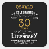 Sticker Carré 30e anniversaire Black Gold Legendary Retro (Devant)