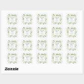Sticker Carré 30e anniversaire Blanc Hydrangeas Merci (Feuille)