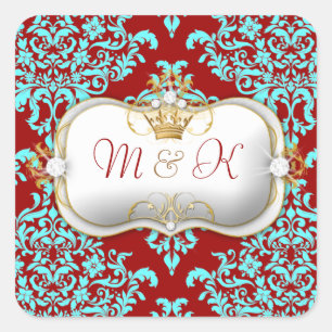 Sticker Carré 311 Ciao Bella & Lovey Dovey Damask Rouge Turquios