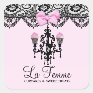 Sticker Carré 311 La Femme Gâteaux Rose Deux