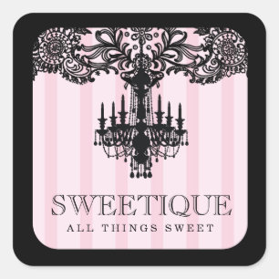 Sticker Carré 311 rayures roses de Sweetique et lustre de