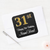 Sticker Carré 31e anniversaire - Elégant luxe Faux Gold Look # (Enveloppe)