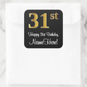 Sticker Carré 31e anniversaire - Elégant luxe Faux Gold Look # (Sac)