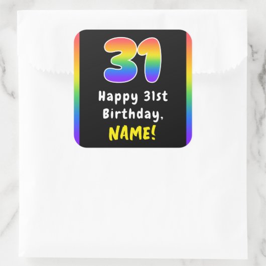 Sticker Carré 31e anniversaire : Rainbow Spectrum # 31, Nom pers (Sac)