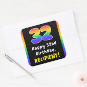 Sticker Carré 32e anniversaire : Rainbow Spectrum # 32, Nom pers (Enveloppe)
