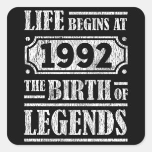 Sticker Carré 33 ans Anniversaire Légende 33e anniversaire Cadea