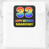 Sticker Carré 33e anniversaire : Bold, amusant, simple, arc-en-c (Sac)