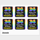 Sticker Carré 34e anniversaire : Rainbow Spectrum # 34, Nom pers (Feuille)