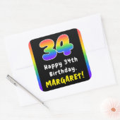 Sticker Carré 34e anniversaire : Rainbow Spectrum # 34, Nom pers (Enveloppe)