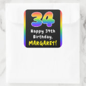 Sticker Carré 34e anniversaire : Rainbow Spectrum # 34, Nom pers (Sac)