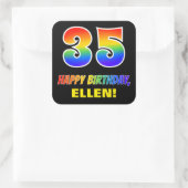 Sticker Carré 35e anniversaire : Bold, amusant, simple, arc-en-c (Sac)