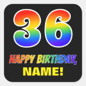 Sticker Carré 36e anniversaire : Bold, amusant, simple, arc-en-c (Devant)