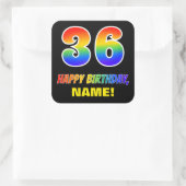 Sticker Carré 36e anniversaire : Bold, amusant, simple, arc-en-c (Sac)