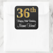 Sticker Carré 36e anniversaire - Elégant luxe Faux Gold Look # (Sac)