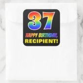 Sticker Carré 37e anniversaire : Bold, amusant, simple, arc-en-c (Sac)