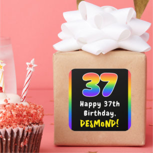 Sticker Carré 37e anniversaire : Rainbow Spectrum # 37, Nom pers